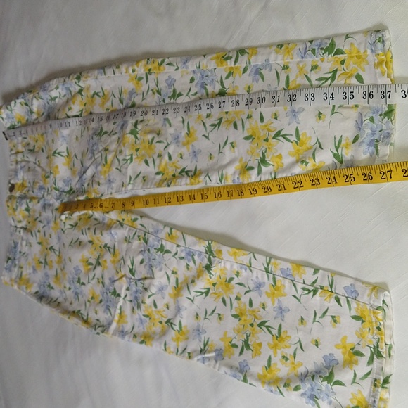Calvin Klein White Yellow Tropic Floral Skinny Ankle Jeans Pants Mid Rise Size 6 - Picture 11 of 16